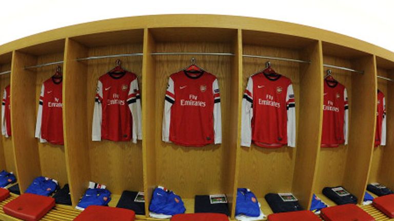 Arsenal's home dressing room at the Emirates Stadium