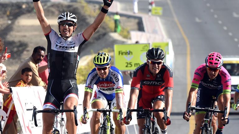 Fabian Cancellara wins stage two of the 2015 Tour of Oman ahead of Greg van Avermaet, Peter Sagan and Filippo Pozzato