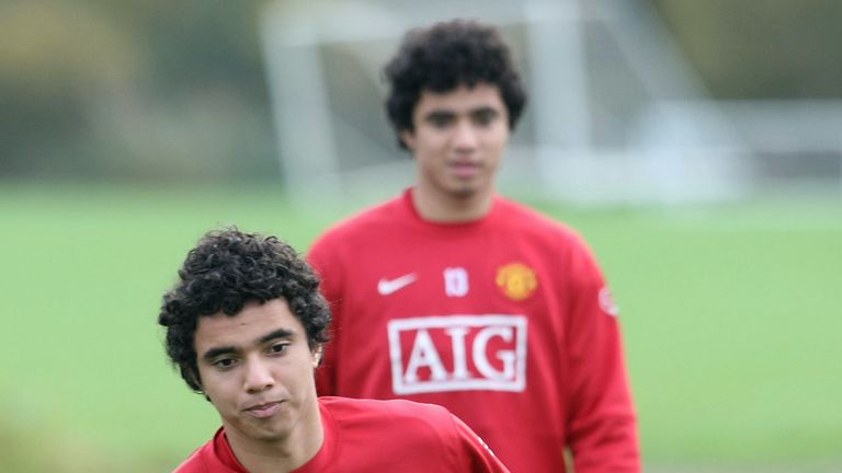 Fabio Da SIlva of Manchester United in action during a First Team Training Session at Carrington Training Ground on October 23 2009 in Manchester, England.