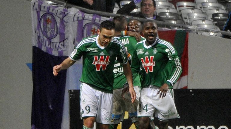 St Etienne celebrate Max Gradel's penalty