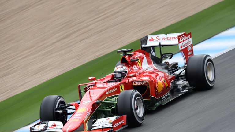 Kimi Raikkonen gets his first taste of the new Ferrari
