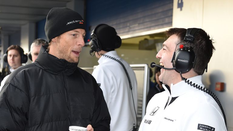 Jenson Button keeps a mug of tea close at hand in Jerez