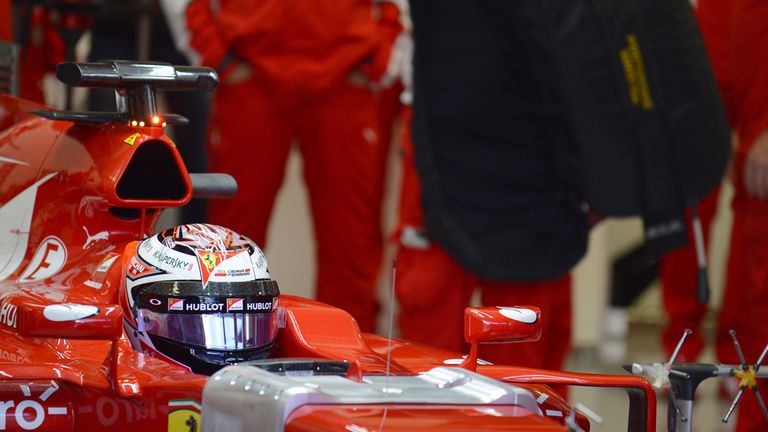 Kimi Raikkonen with a sensor on the Ferrari