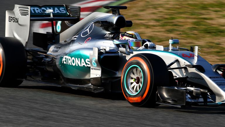 Lewis Hamilton in action on the second day of testing at Barcelona