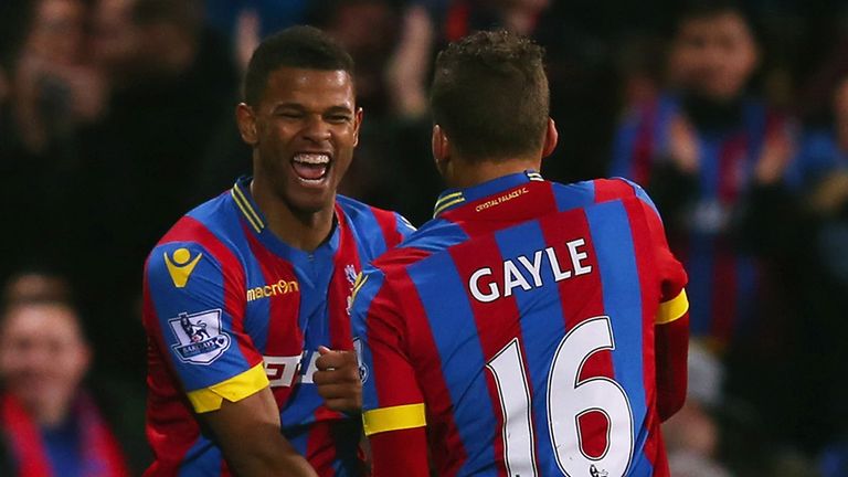Fraizer Campbell of Crystal Palace celebrates scoring against Liverpool in the FA Cup fifth round