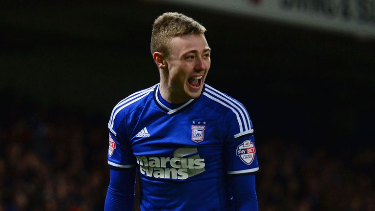 IPSWICH, ENGLAND - FEBRUARY 24:  Freddie Sears of Ipswich Town celebrates as he scores their second goal during the Sky Bet Championship match between Ipsw
