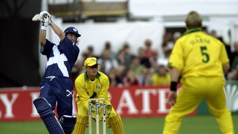 16 May 1999:  Gavin Hamilton of Scotland bats during the Cricket World Cup Group B match against Australia played at Worcester, England. Australia won the 