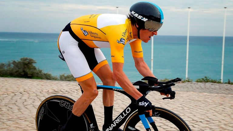 Geraint Thomas in action during the Stage 3 Individual Time Trial of the 2015 Volta ao Algarve