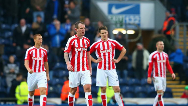 BLACKBURN, ENGLAND - FEBRUARY 14:  Dejected Glenn Whelan of Stoke City and team mates after conceding a fourth goal during the FA Cup Fifth Round match bet