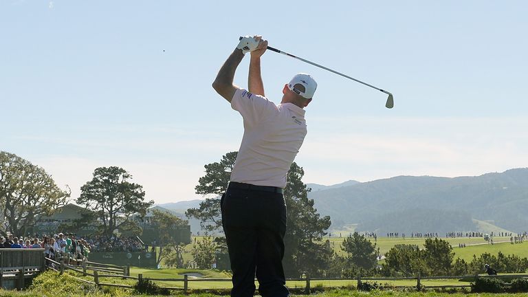 Jim Furyk: In action at Pebble Beach on Saturday
