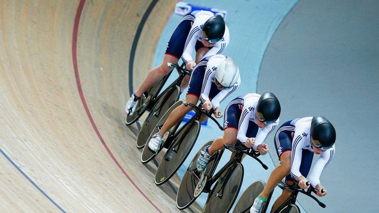 Great Britain, women's team pursuit, Laura Trott, UCI Track Cycling World Championships held at National Velodrome on February 19, 2015 in Paris, France.