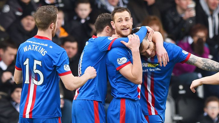 Greg Tansey (right) celebrates with team-mates after putting Inverness 1-0 up
