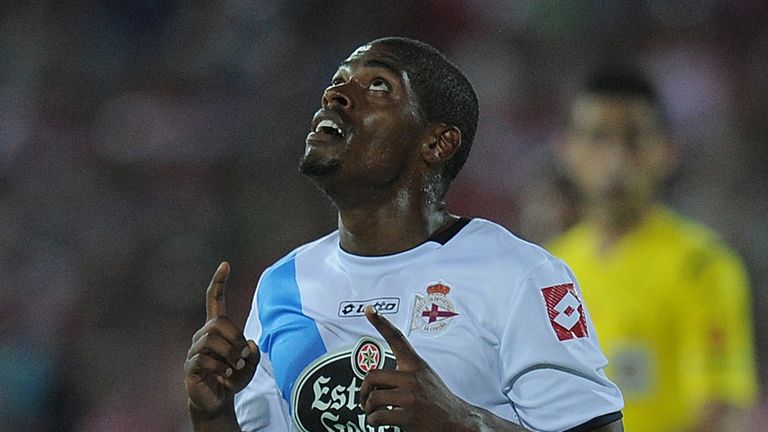 Ivan Cavaleiro of Deportivo La Coruna celebrates