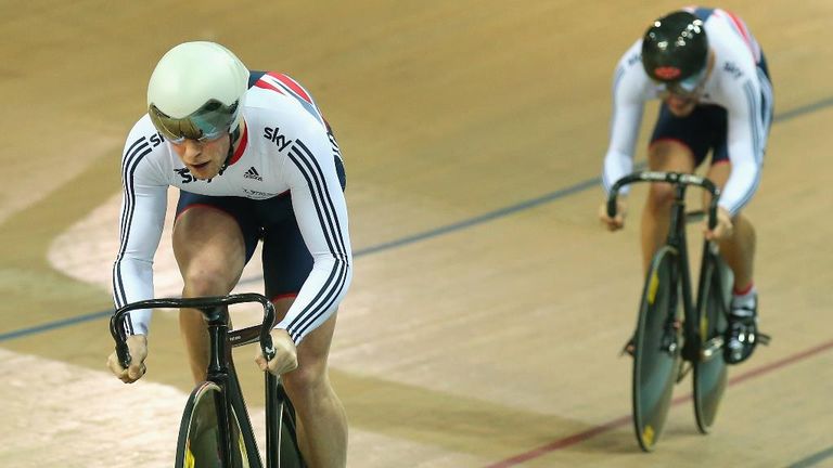 Jason Kenny, Callum Skinner, Great Britain, team sprint, during day one of the UCI Track Cycling World Championships in Paris, France.