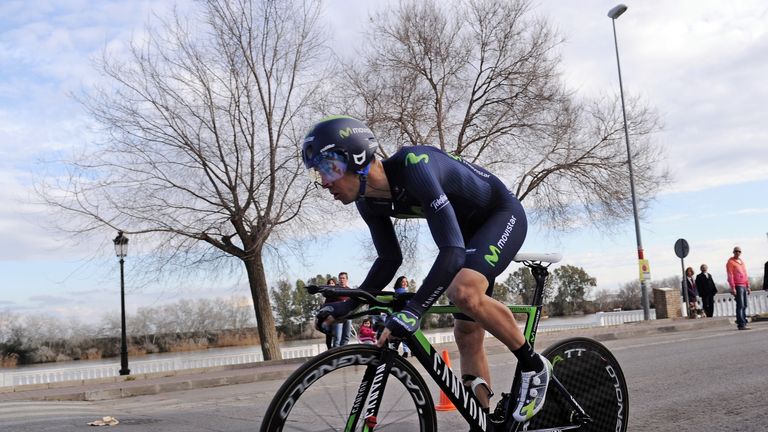 Movistar's Spanish cyclist Javier Moreno rides during the second half first stage of the 61 Vuelta a Andalucia-Ruta del Sol tour