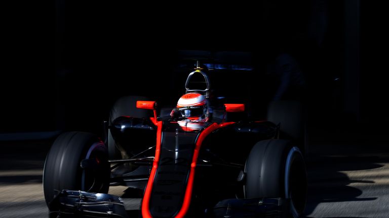 MONTMELO, SPAIN - FEBRUARY 27:  Jenson Button of Great Britain and McLaren Honda exits the garage during day two of the final Formula One Winter Testing at