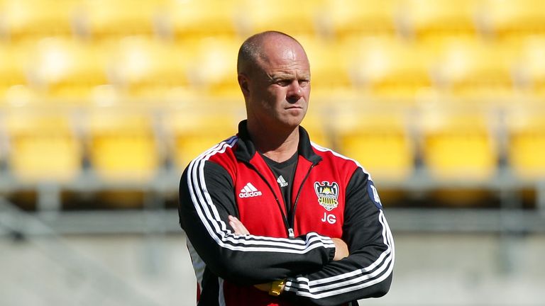 Wellington Phoenix goalkeeping coach Jonathan Gould looks on during a Wellington Phoenix A-League training session at Westpac Stadium