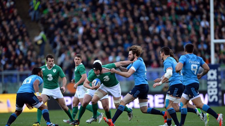 Ireland  flanker Jordi Murphy tried to race away in the second half