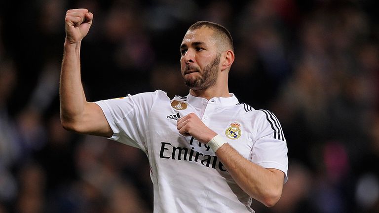 Karim Benzema celebrates after scoring Real Madrid's second goal