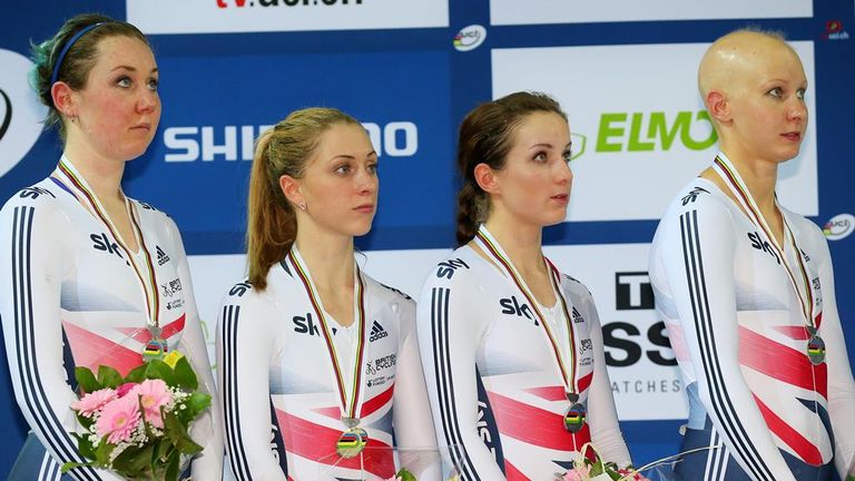 Katie Archibald, Laura Trott, Elinor Barker, Joanna Rowsell, Great Britain, women's team pursuit, UCI Track Cycling World Championships 2015, Paris