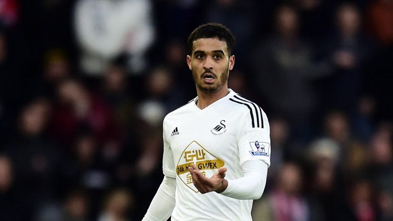 Swansea's Kyle Naughton during the Barclays Premier League match at St Mary's, Southampton