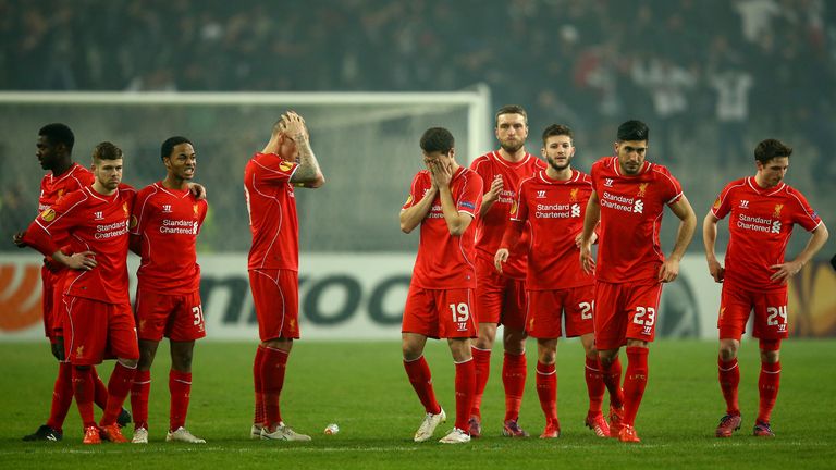 Liverpool players look dejected