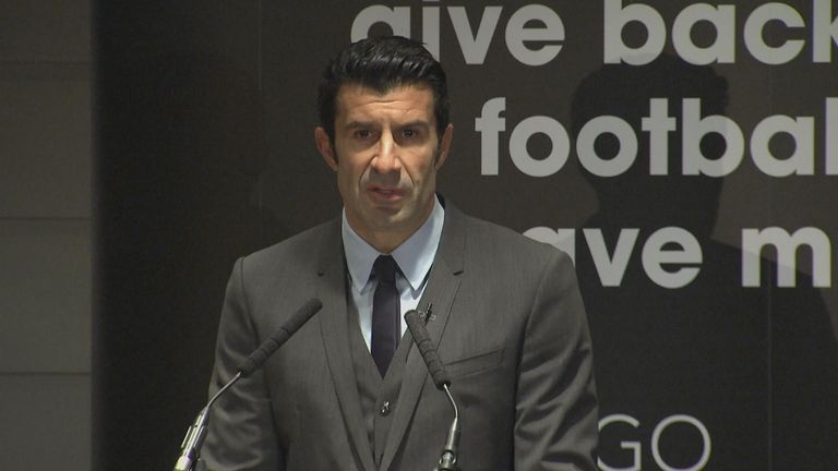 Luis Figo launches his bid for the FIFA presidency