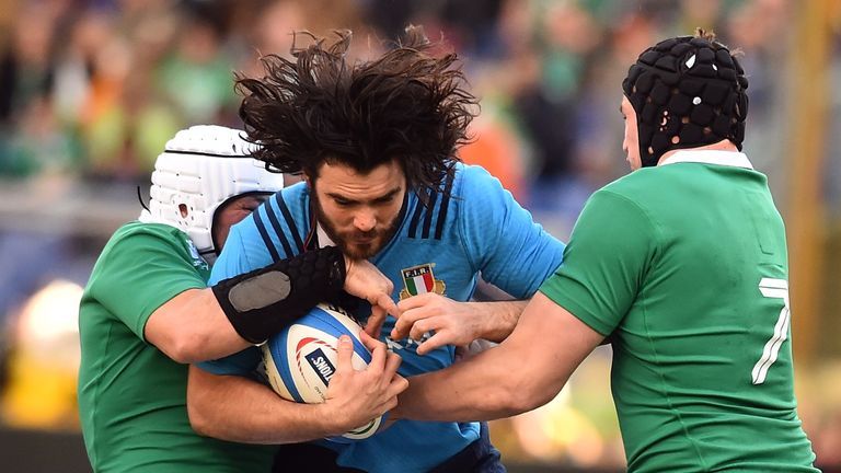 Italy wing Luke McLean was looking to cause problems for Ireland early on