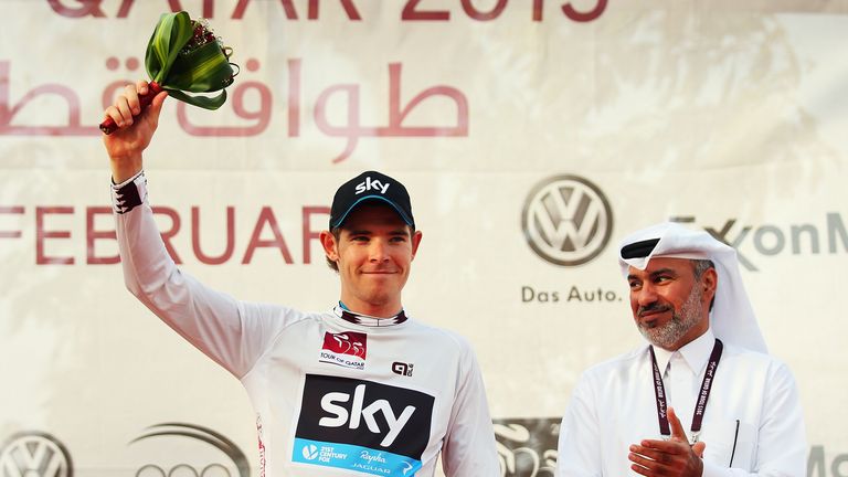  Luke Rowe enjoyed another trip to the podium after defending his white jersey