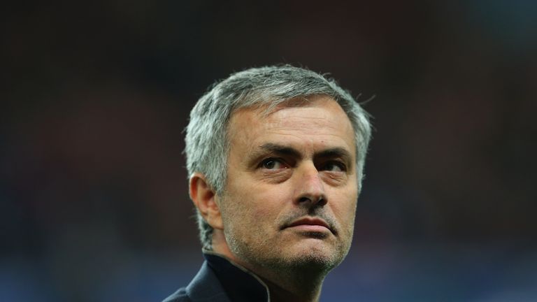 Jose Mourinho manager of Chelsea looks on prior to the UEFA Champions League Round of 16 match.