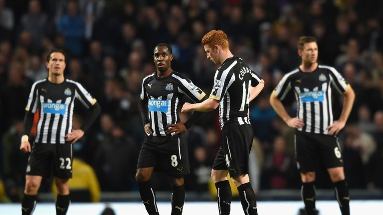Jack Colback of Newcastle United looks on after they conceding a third goal during the Premier League match between Manchester City and Newcastle United