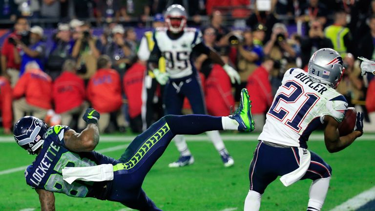 Malcolm Butler New England Patriots intercepts from  Russell Wilson Seattle Seahawks