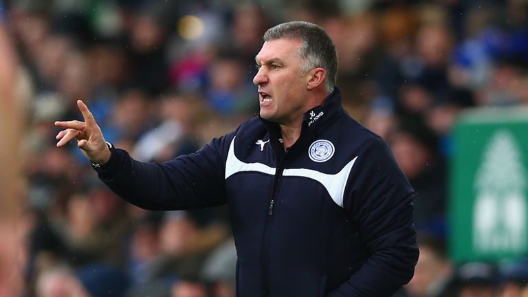 Nigel Pearson manager of Leicester City gives instructions
