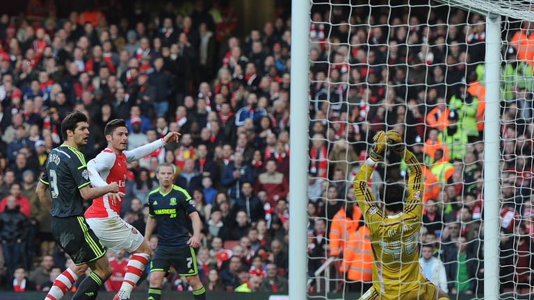 Olivier Giroud scores his second goal