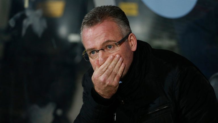 Aston Villa's manager Paul Lambert during the Barclays Premier League match at the KC Stadium, Hull.