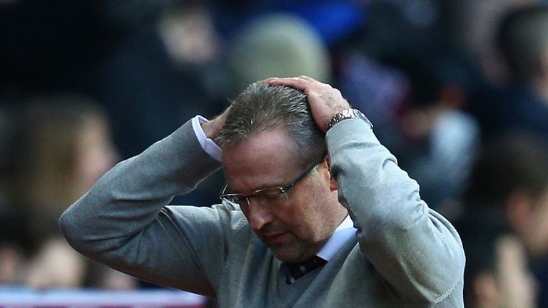 Manager Paul Lambert of Aston Villa