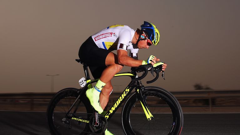 Peter Sagan of Slovakia and the Tinkoff-Saxo team in action on stage three of the 2015 Tour of Qatar, a 10.9km individual time 