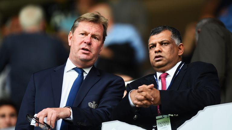 Chief Executive Philip Beard (L) with chairman Tony Fernandes