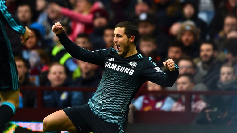 Eden Hazard celebrates after scoring for Chelsea