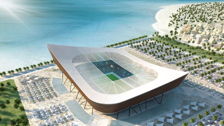 A model of one of Qatar's proposed new stadiums