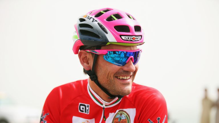 Race leader Rafael Valls of Spain and Lampre-Merida looks on at the start of stage 5 of the 2015 Tour of Oman, a 151.5km road 