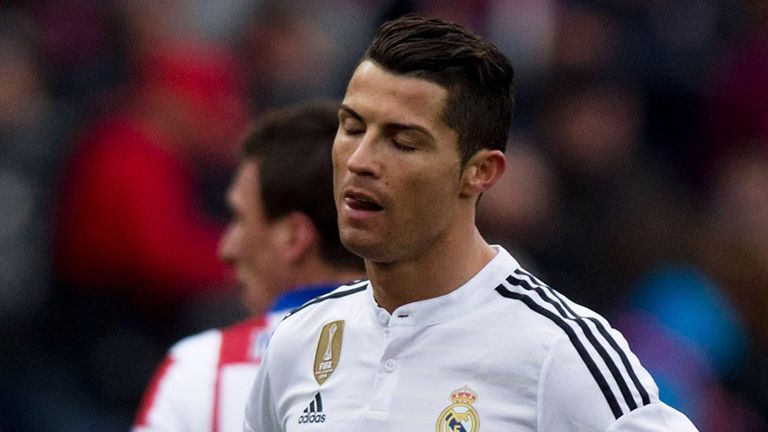 Cristiano Ronaldo reacts to defeat during in the Madrid derby