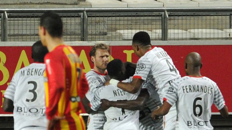 Rennes celebrate the only goal of the game