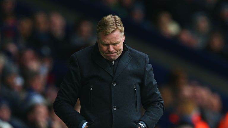 Ronald Koeman manager of Southampton looks  despondent during the Barclays Premier League match at West Bromwich Albion