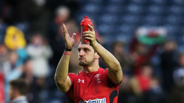 EDINBURGH, SCOTLAND - FEBRUARY 15:  Wales captain Sam Warburton applauds the travelling fans following his team's 26-121 victory during the RBS Six Nations