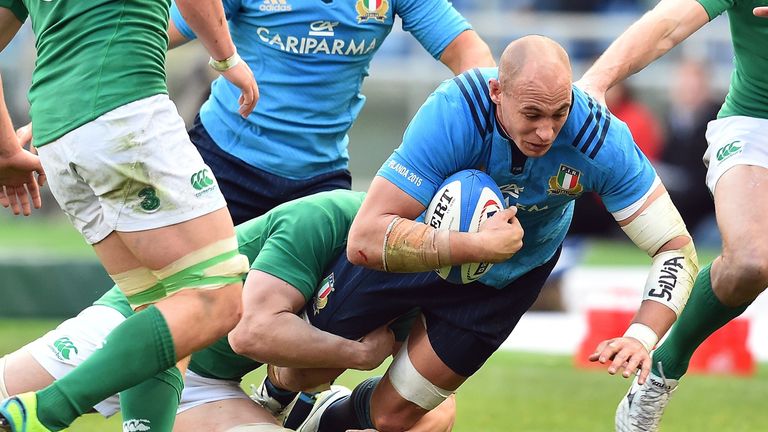 Italy captain Sergio Parisse was constantly looking to break the gain line