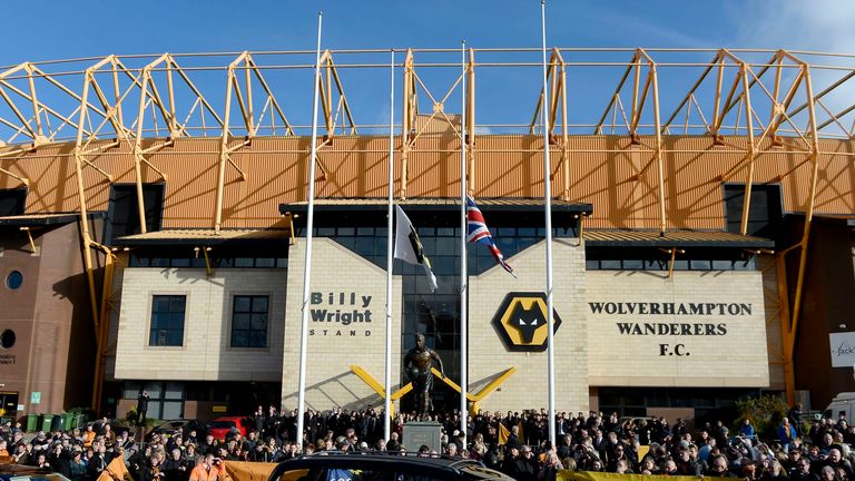 Mourners at Molineux for Sir Jack Hayward's funeral