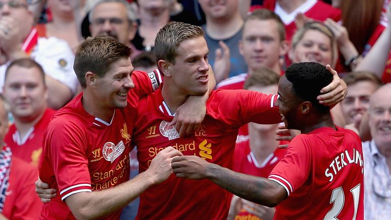 Steven Gerrard, Jordan Henderson and Raheem Sterling