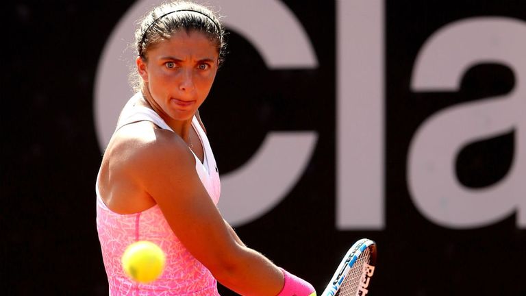 Sara Errani returns a shot to Beatriz Haddad Maia during the Rio Open at the Jockey Club Brasileiro