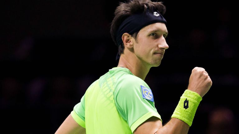 Sergiy Stakhovsky against Dominic Thiem of the ABN AMRO World Tennis Tournament in Rotterdam